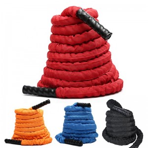 Battle Exercise Training Rope with Protective Cover – Steel Anchor & Strap Included