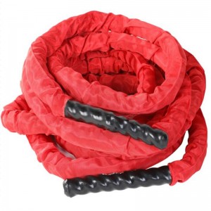 Battle Exercise Training Rope with Protective Cover – Steel Anchor & Strap Included