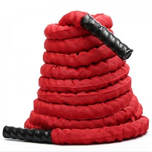 Battle Exercise Training Rope with Protective Cover – Steel Anchor & Strap Included